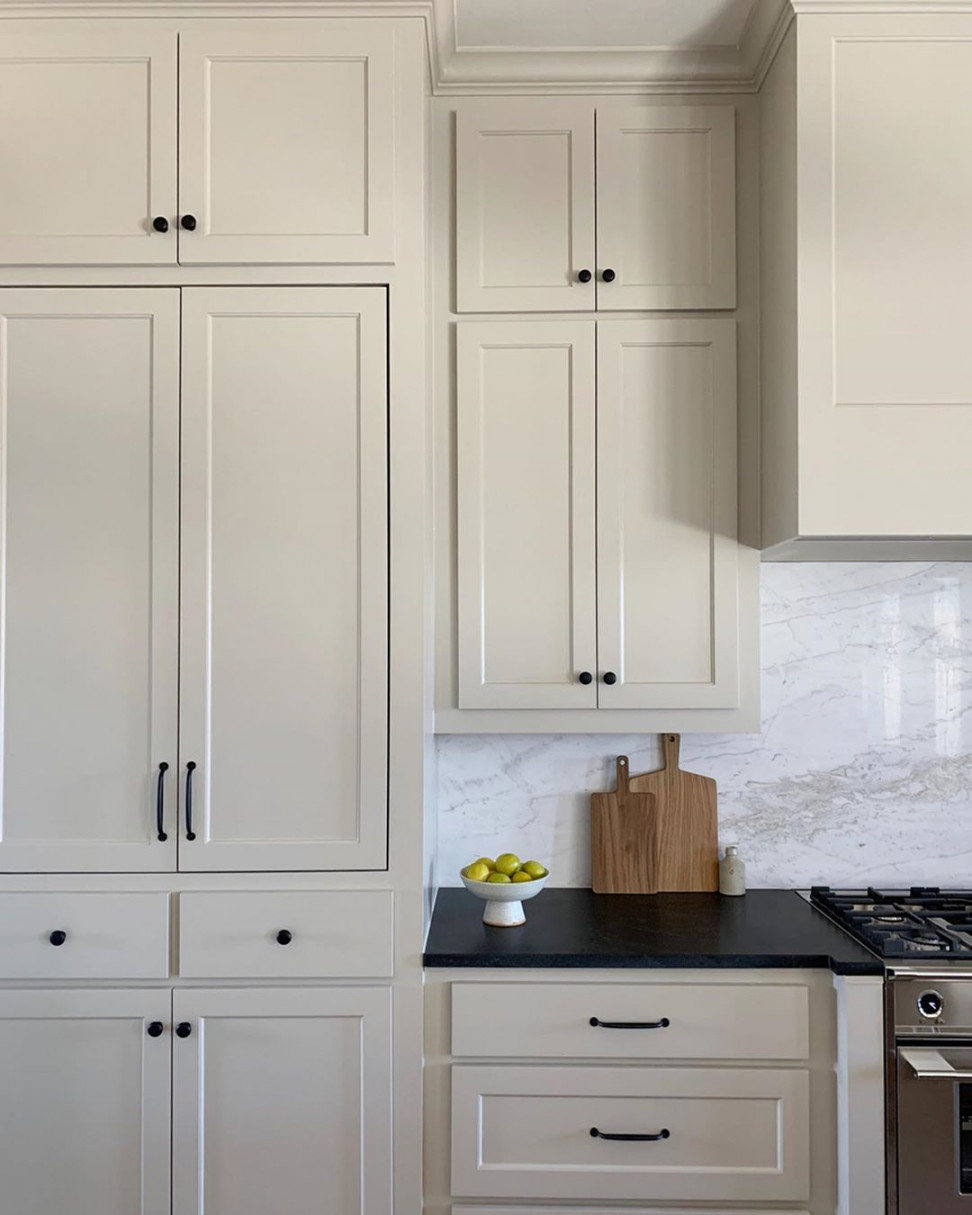 Kara Phillips on Instagram  Taupe kitchen cabinets, Taupe kitchen