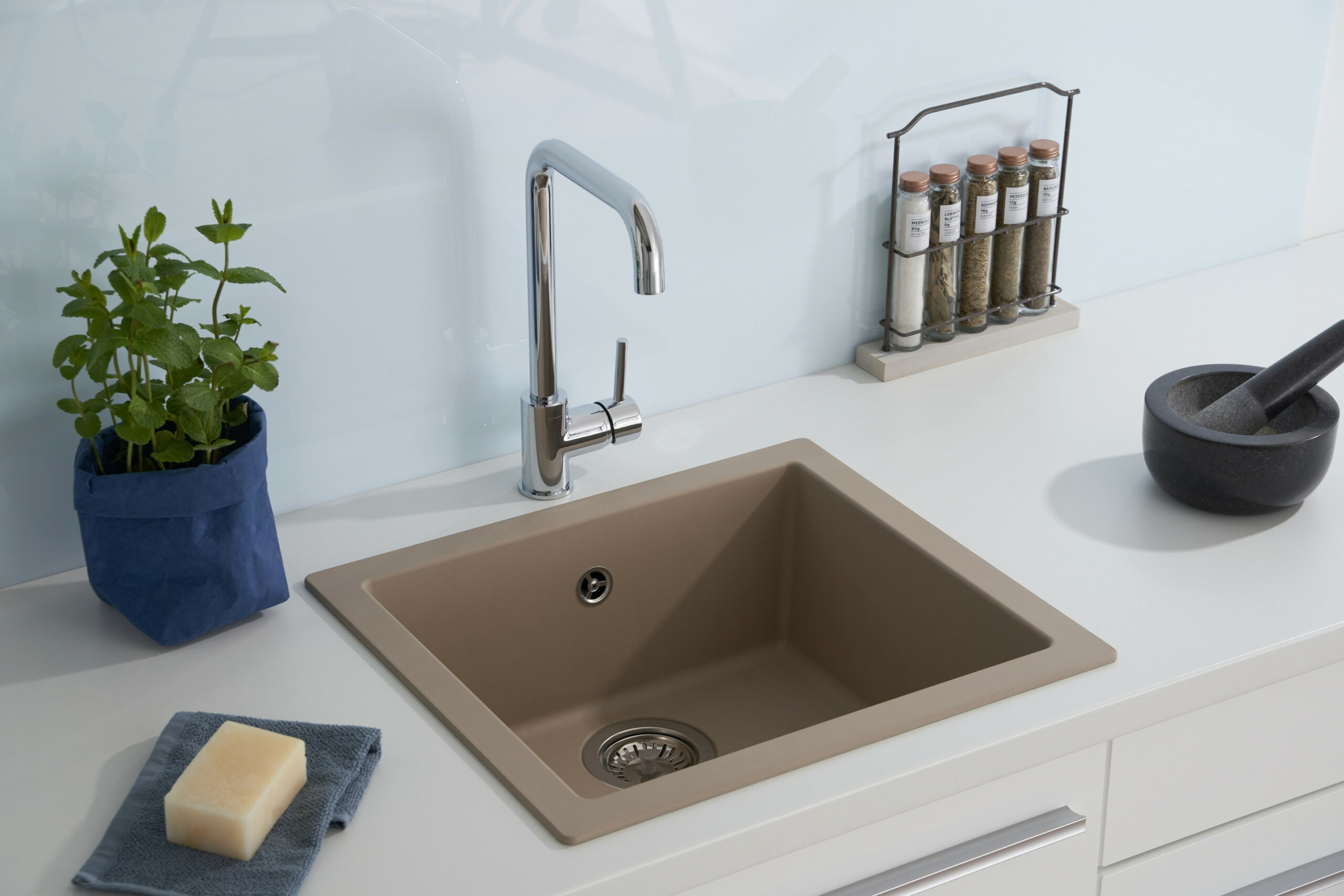 Kitchen sink built-in sink granite Mineralite x beige respekta