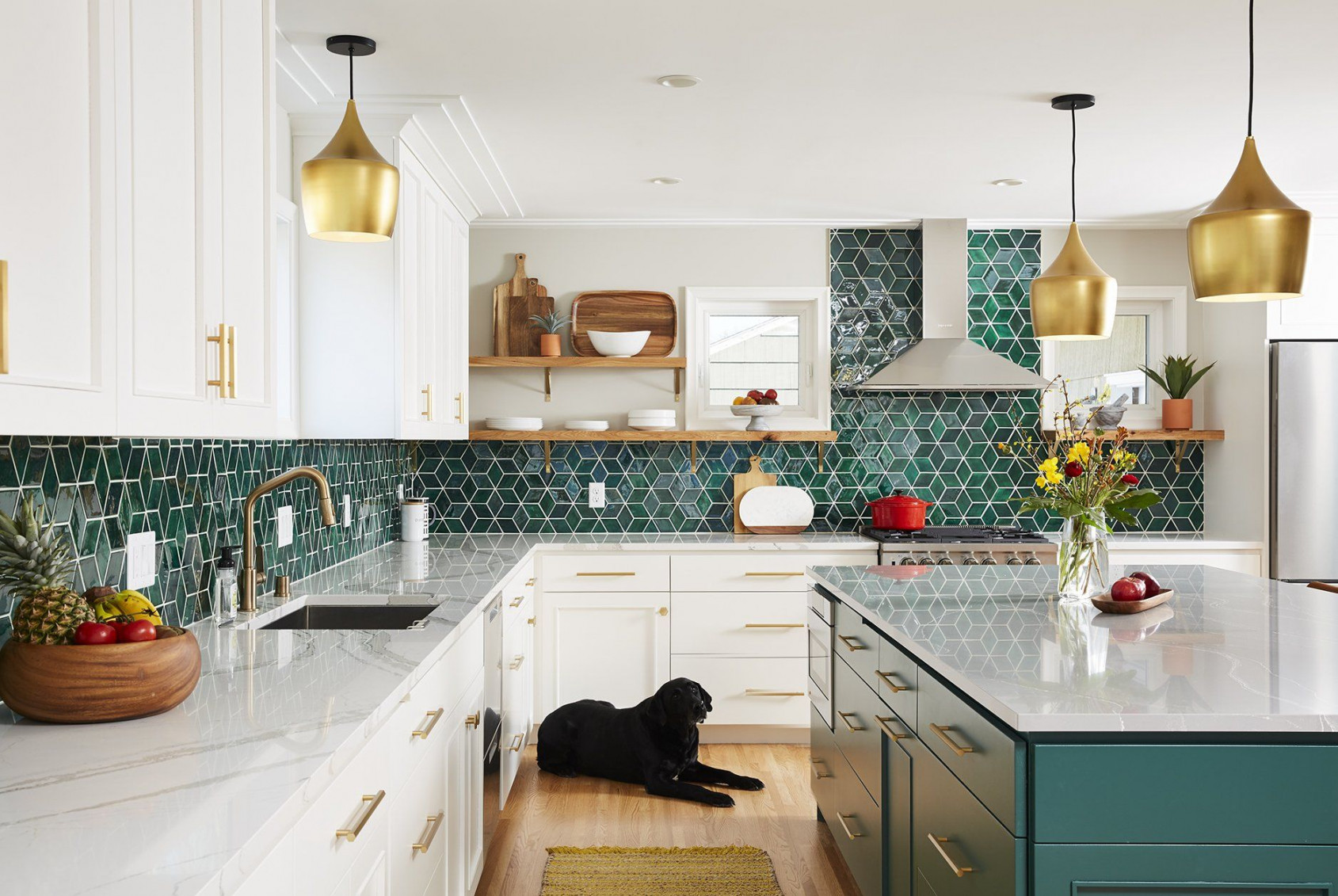 Medium Diamonds -  Emerald  Green kitchen backsplash, Kitchen