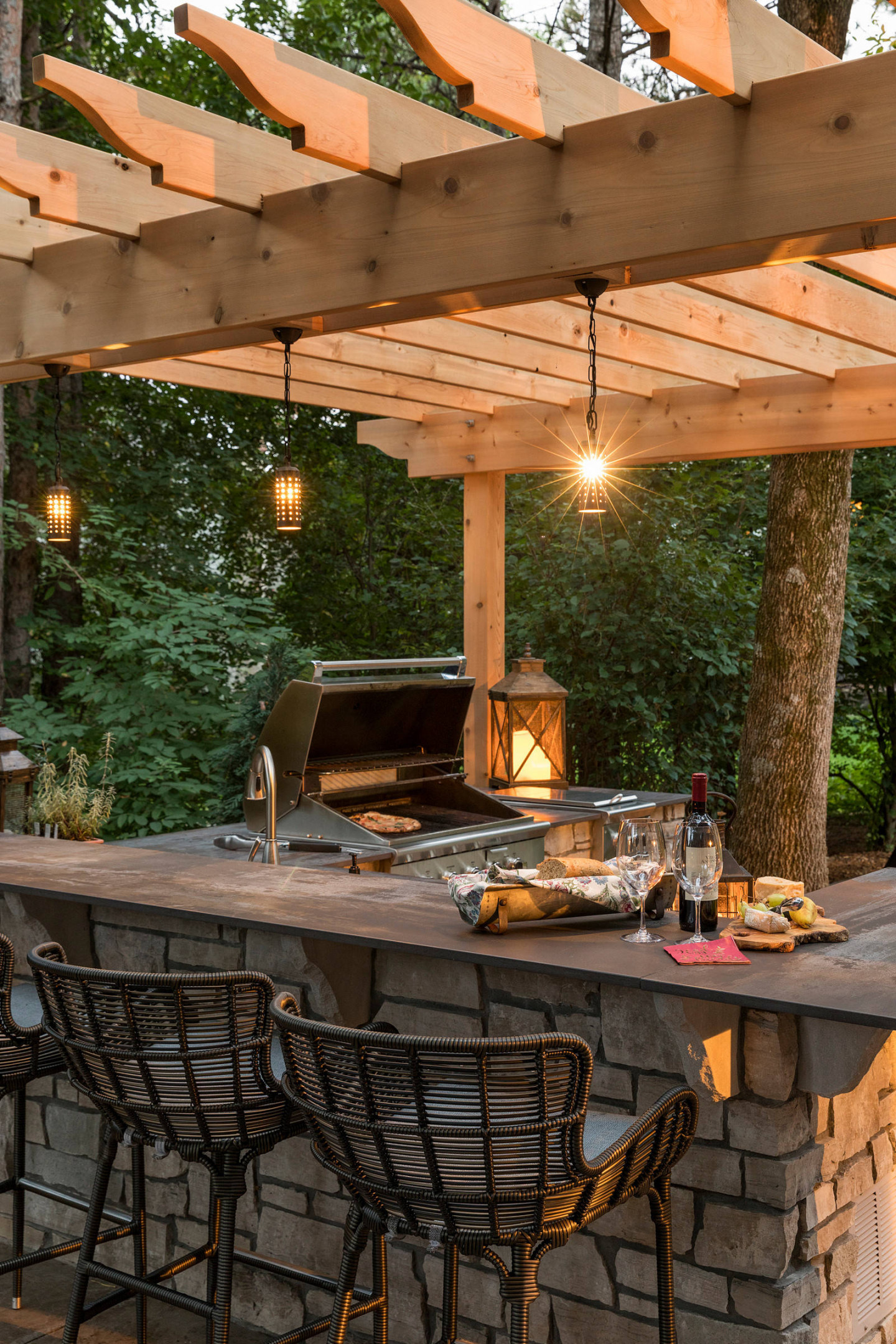 Outdoor Kitchen with a Pergola Ideas You