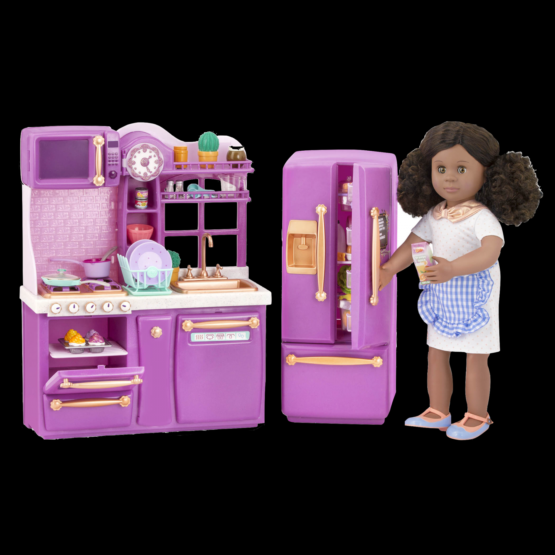 Purple Gourmet Kitchen  Dollhouse Cooking Furniture  Our Generation