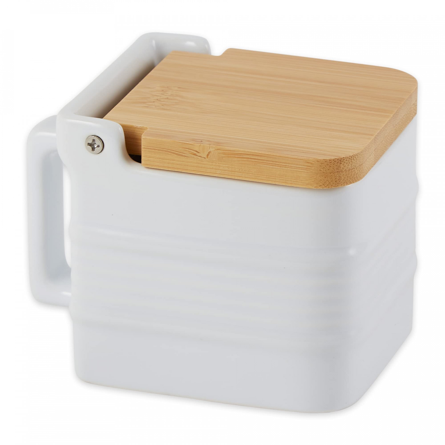 RSVP International White Stoneware Kitchen Collection Salt Box, . x .  x