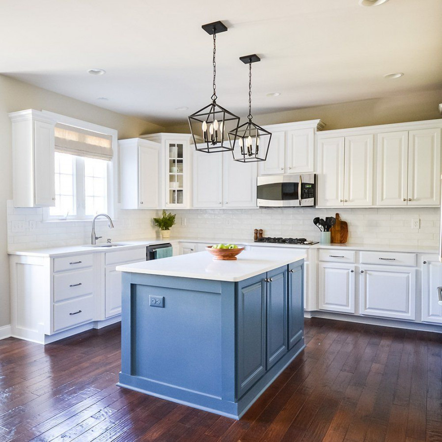 Snowbound and Smoky Blue Kitchen