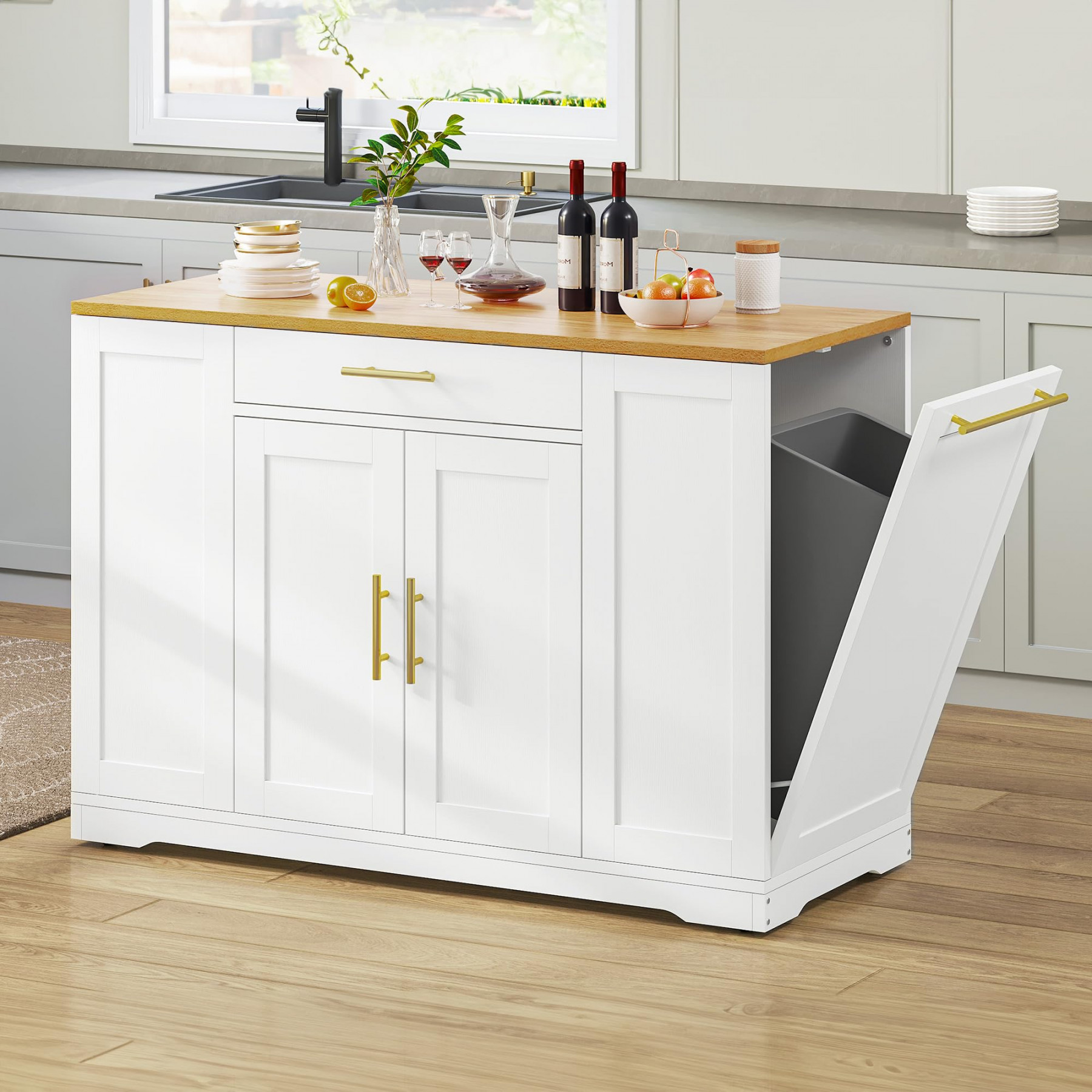 YITAHOME  inch Large Rolling Kitchen Island with Trash Can Storage  Cabinet, Portable Mobile IslandSee more YITAHOME  inch Large Rolling  Kitchen