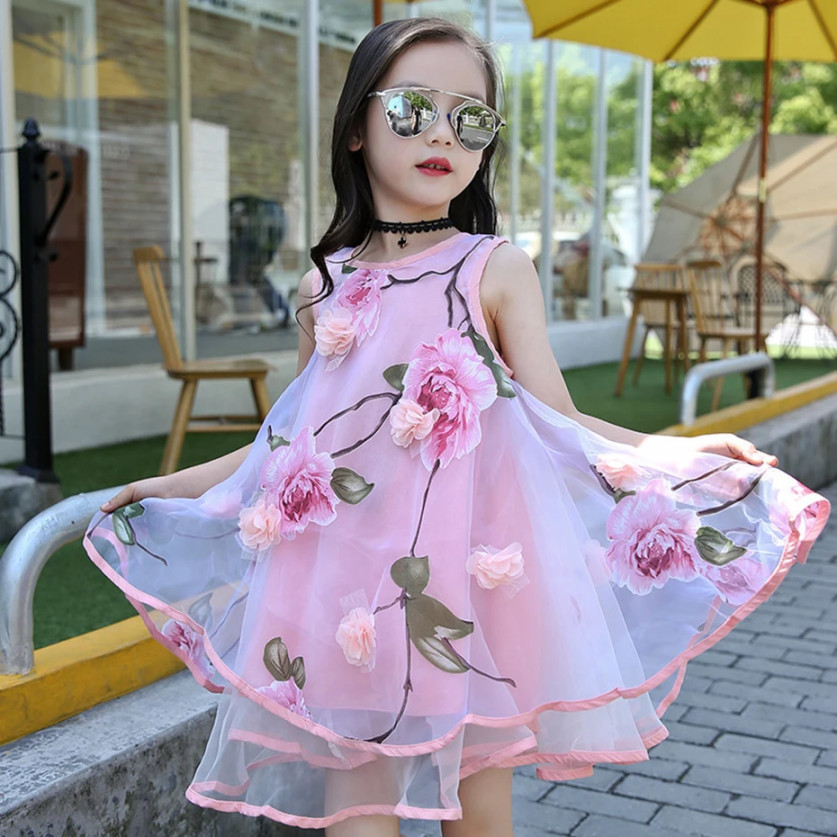 Aixinghao Girls Dress Summer Dress Girls Teenage Floral Beach Sundress  Dress For Girls Flower    Year Kids Teen Clothes