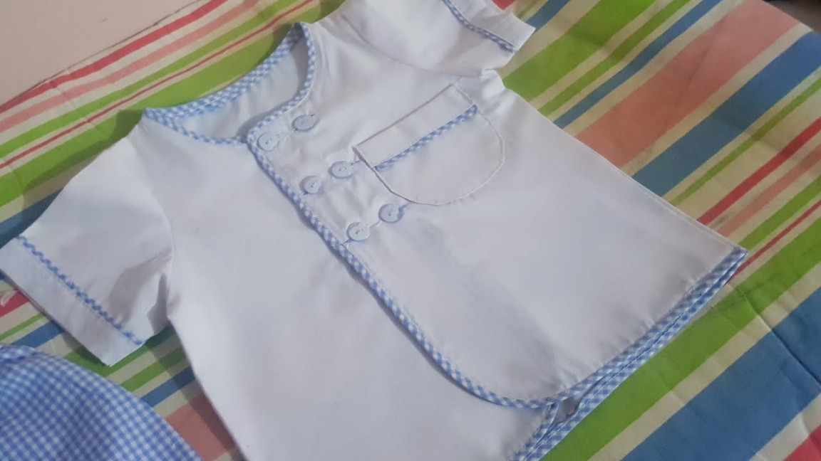 Baby Boy dress cutting and stitching.