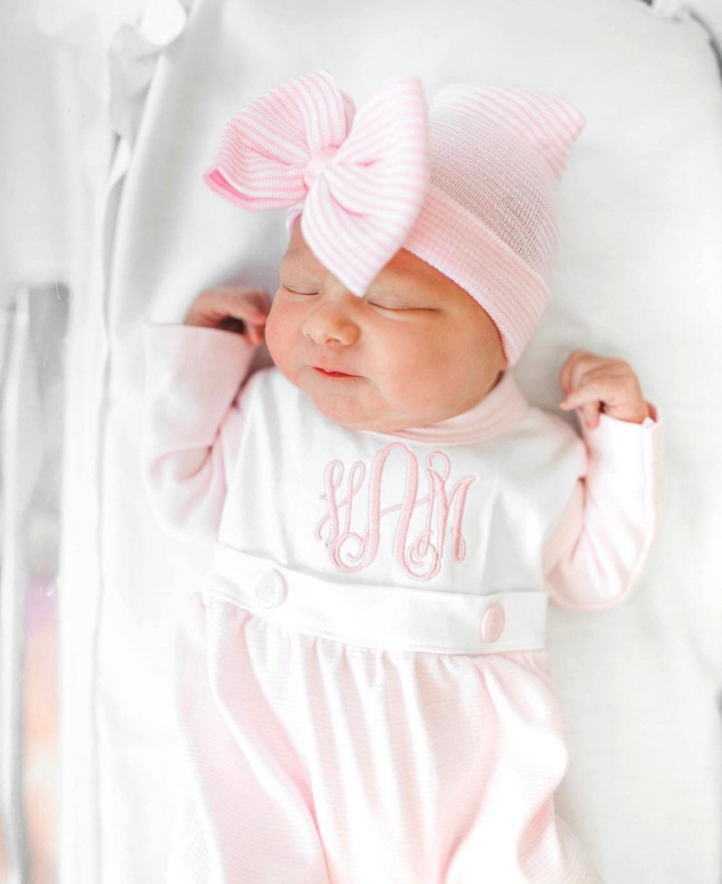 Baby Mädchen nach Hause kommen Outfit, Monogrammed Footie