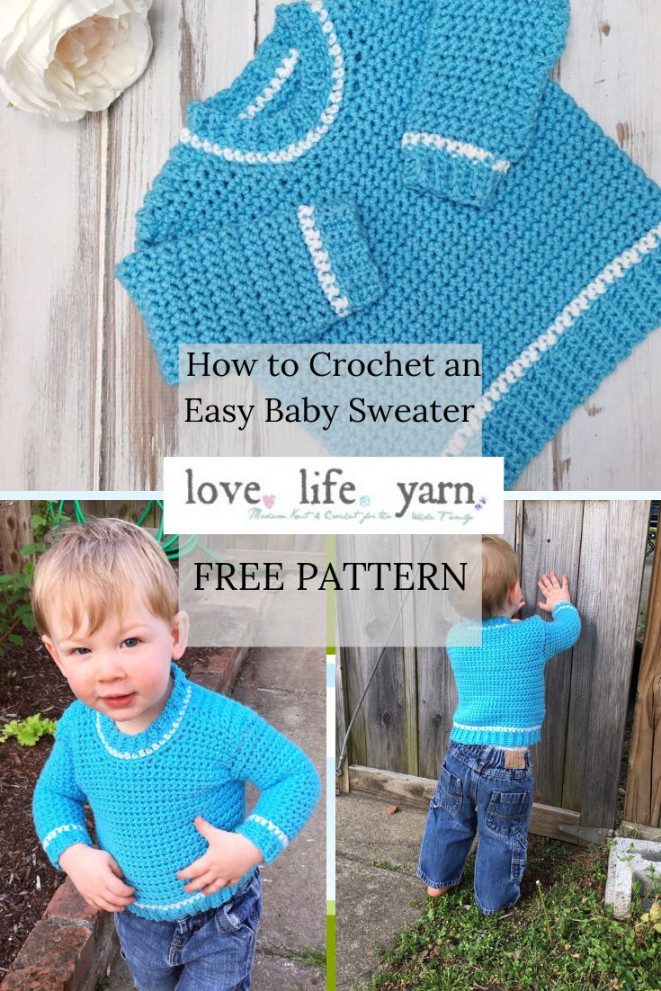 Baby Ribbed Shoulder Sweater - Free Crochet Pattern - love