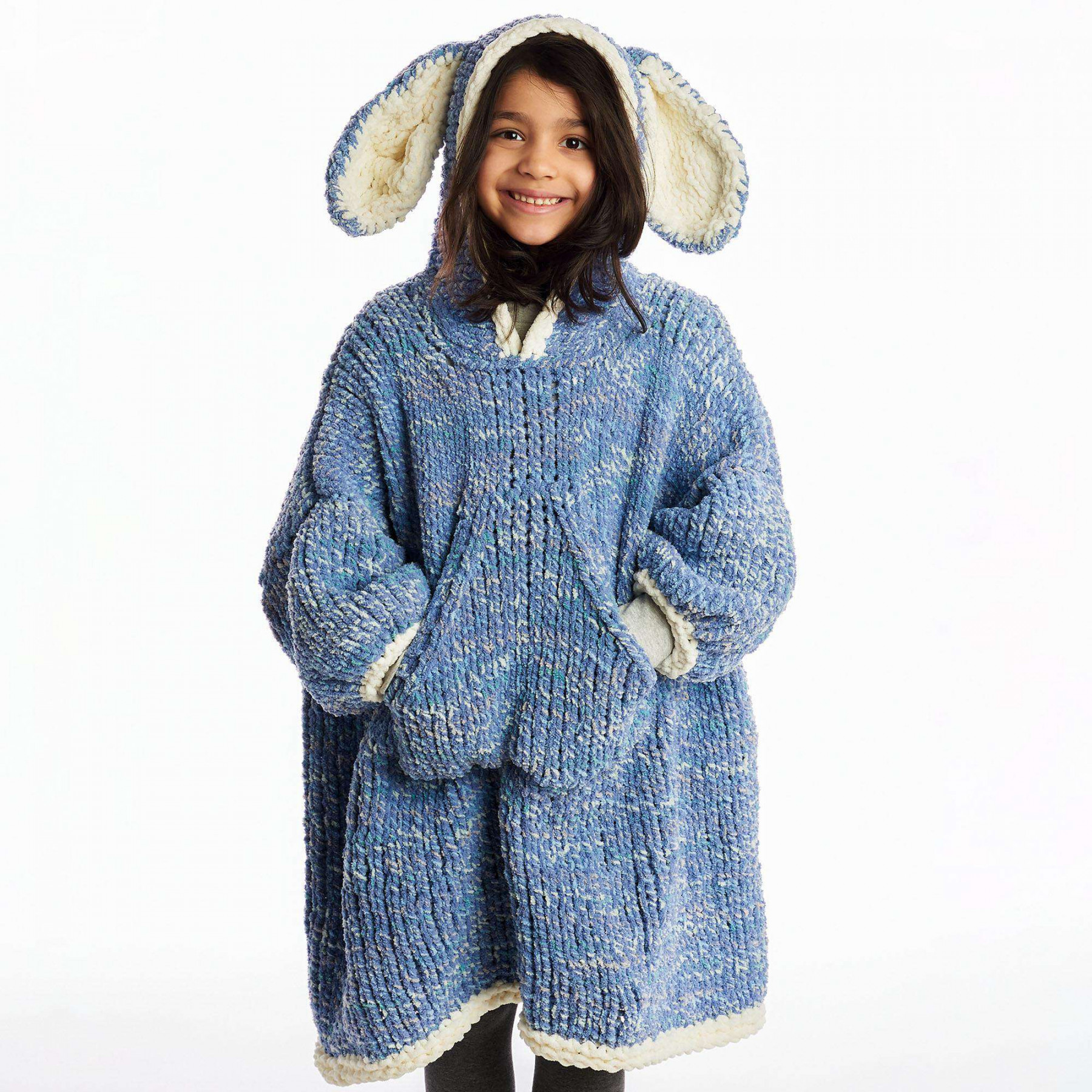 Bernat Funny Bunny Kids Knit Blanket Hoodie Pattern  Yarnspirations