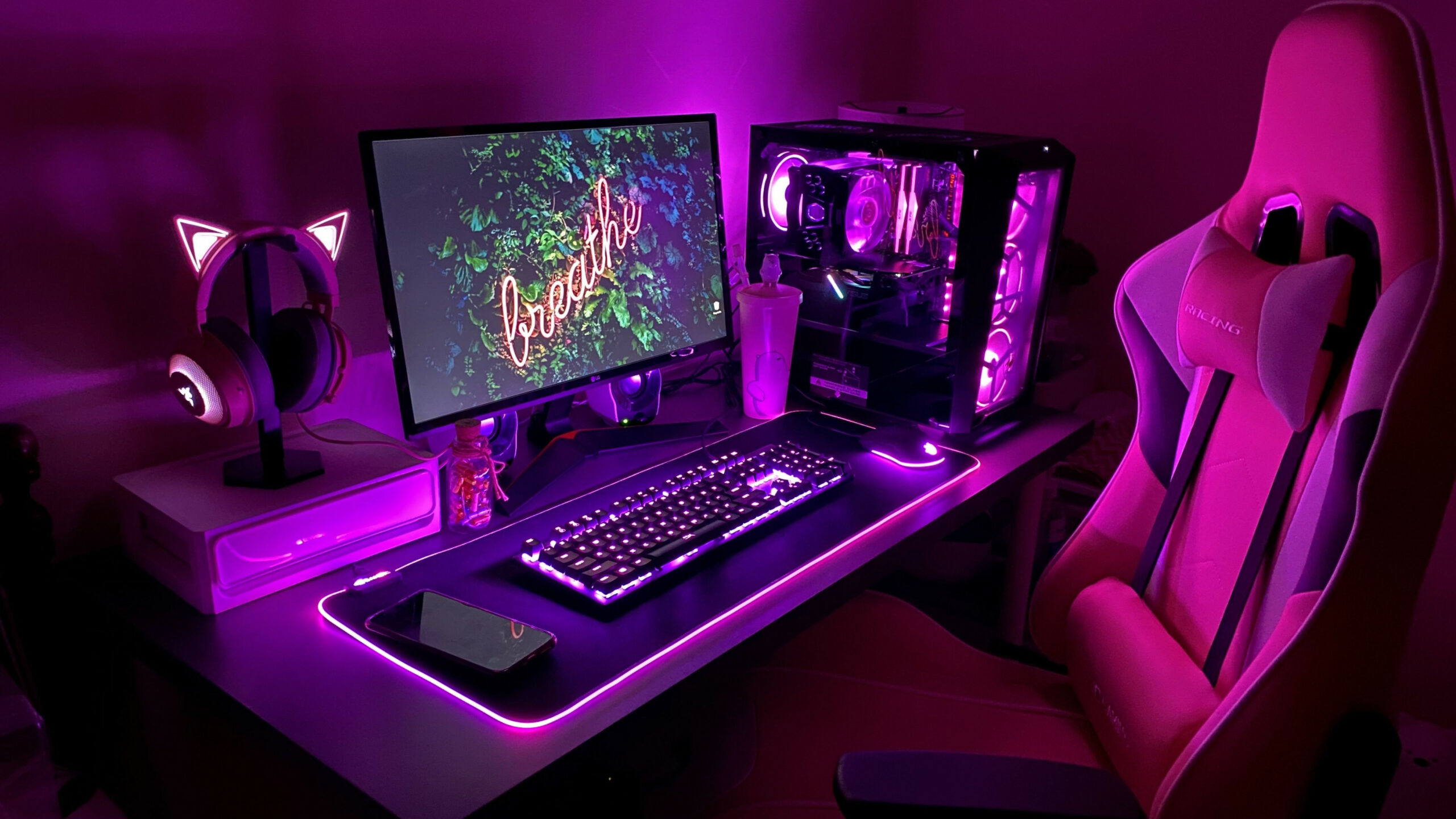 Black Pink Girly Setup  Дизайн игровой комнаты, Комнатные идеи