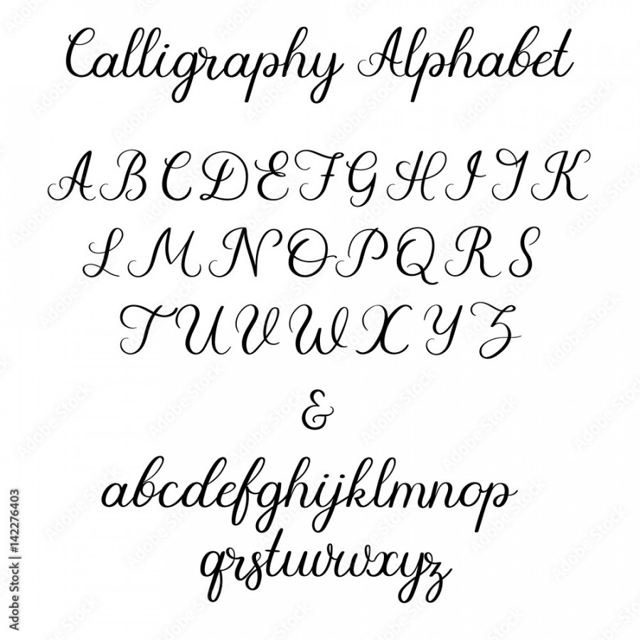 Calligraphic alphabet. Handwritten brush font