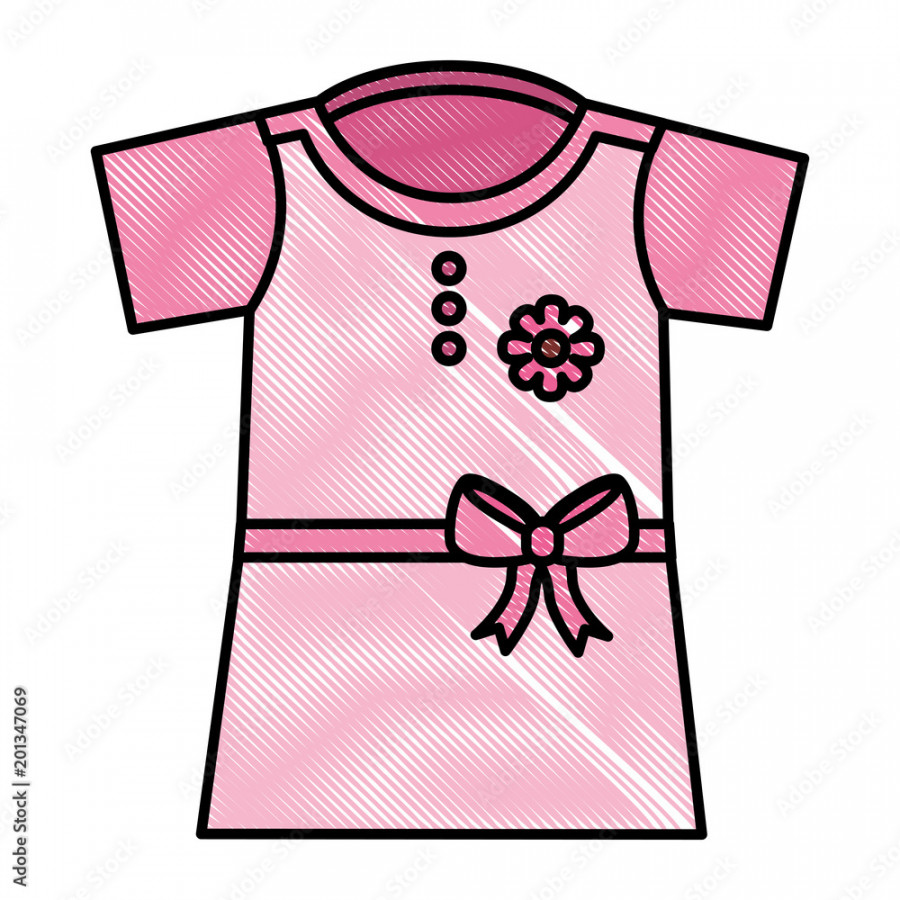 clothes baby girl fashion dress flower vector illustration drawing