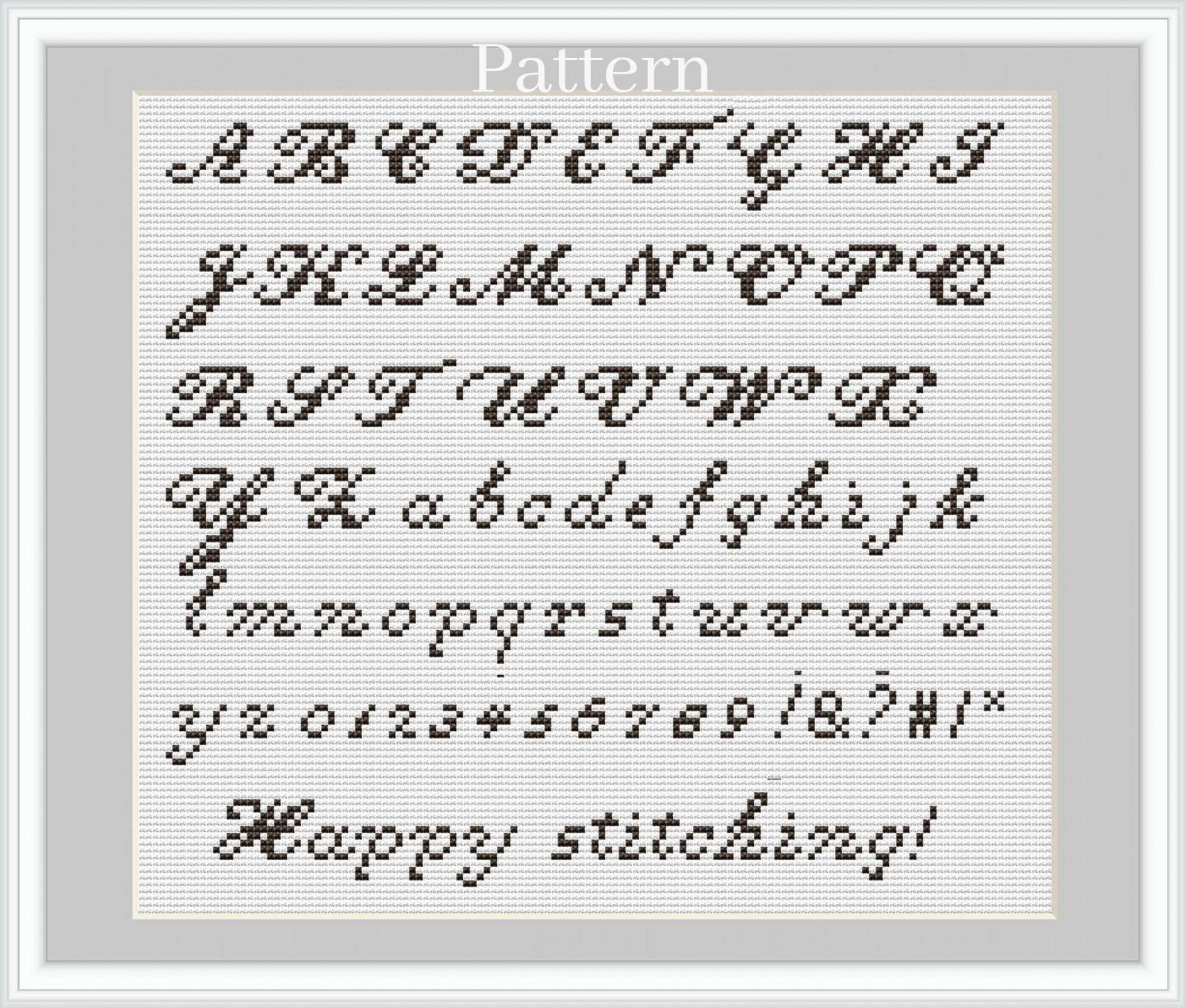 Cursive Font Cross Stitch Pattern, Cross Stitch Letters, Cross