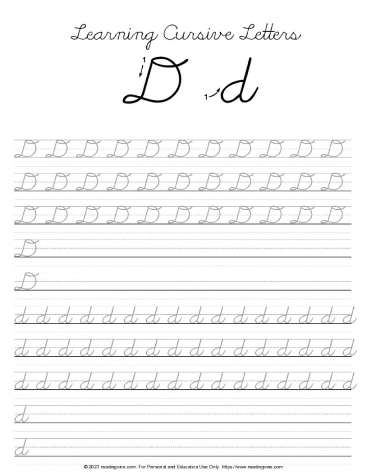 Cursive Writing - Letter D  ReadingVine