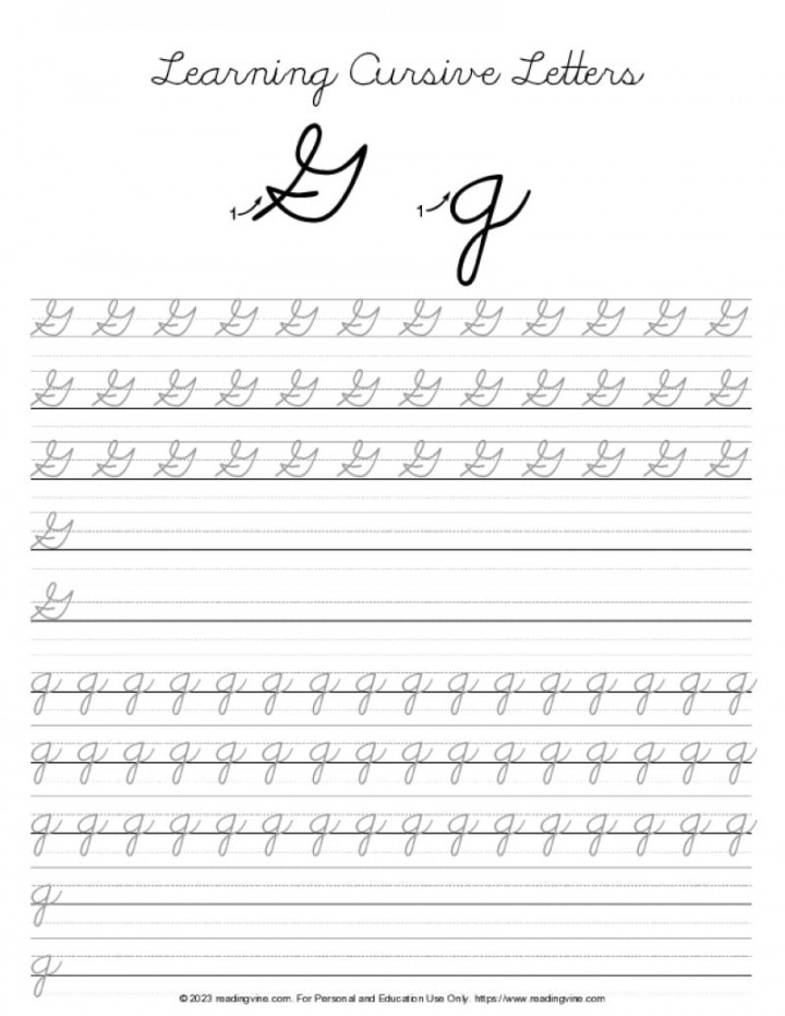 Cursive Writing - Letter G  ReadingVine