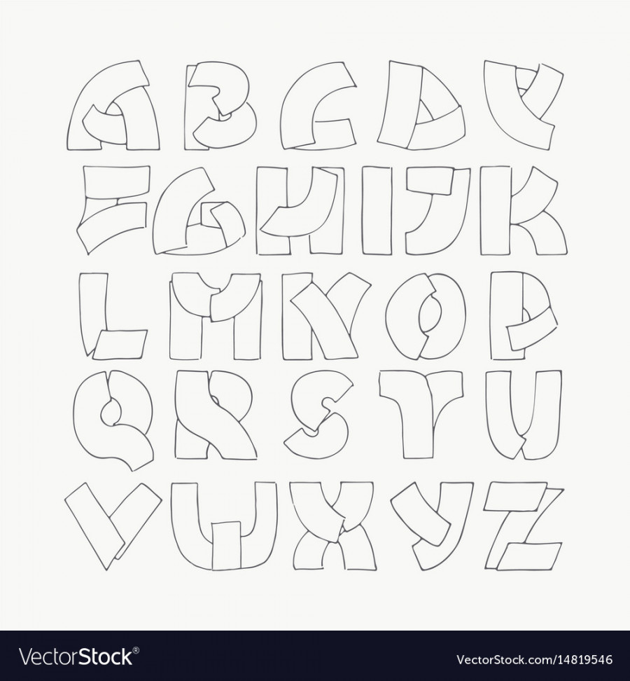 d hand drawn alphabet letters from a to z Vector Image