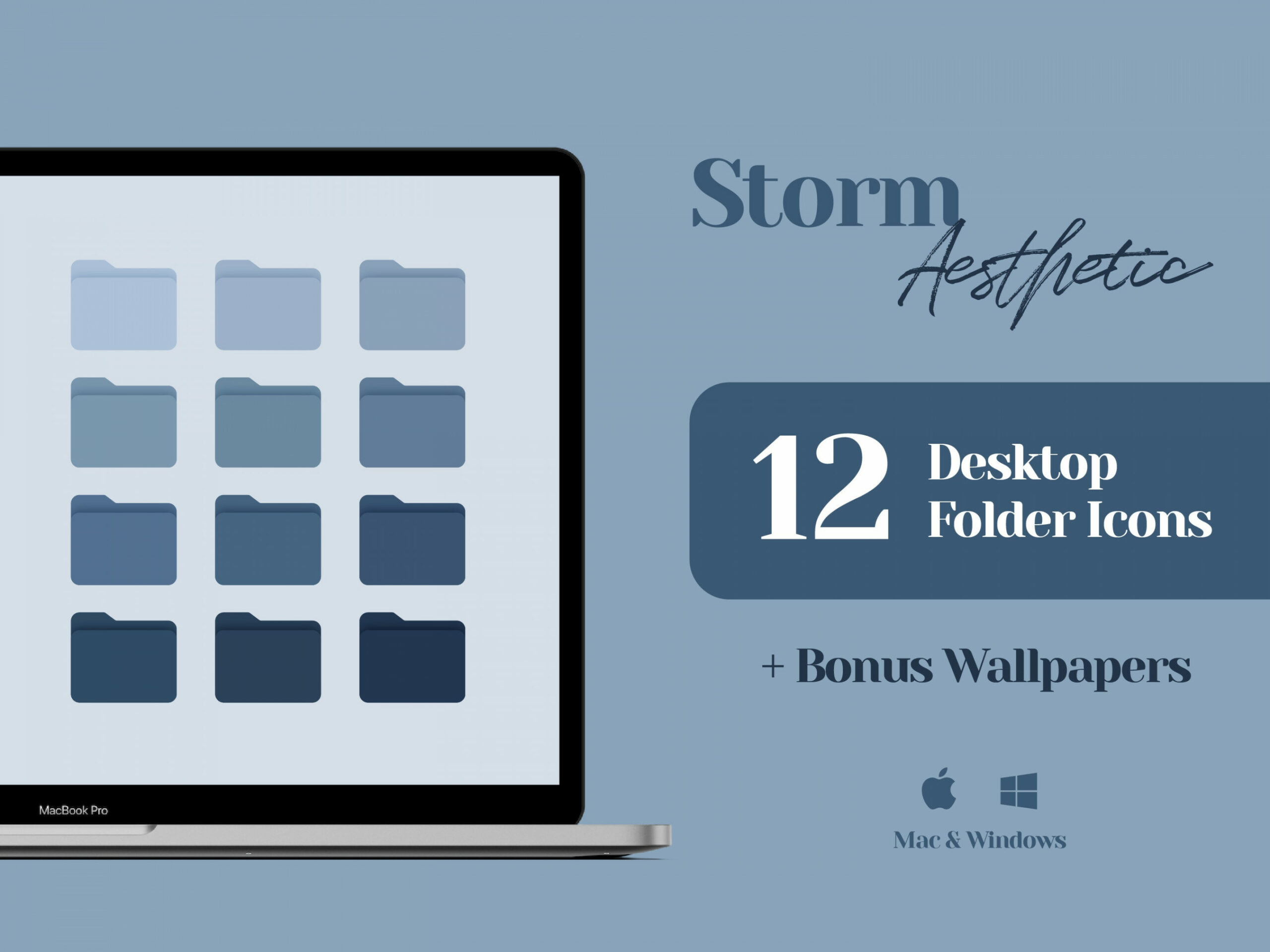 Desktop Icons Mac Ordner Icons Marine Blaue Tapete Desktop - Etsy