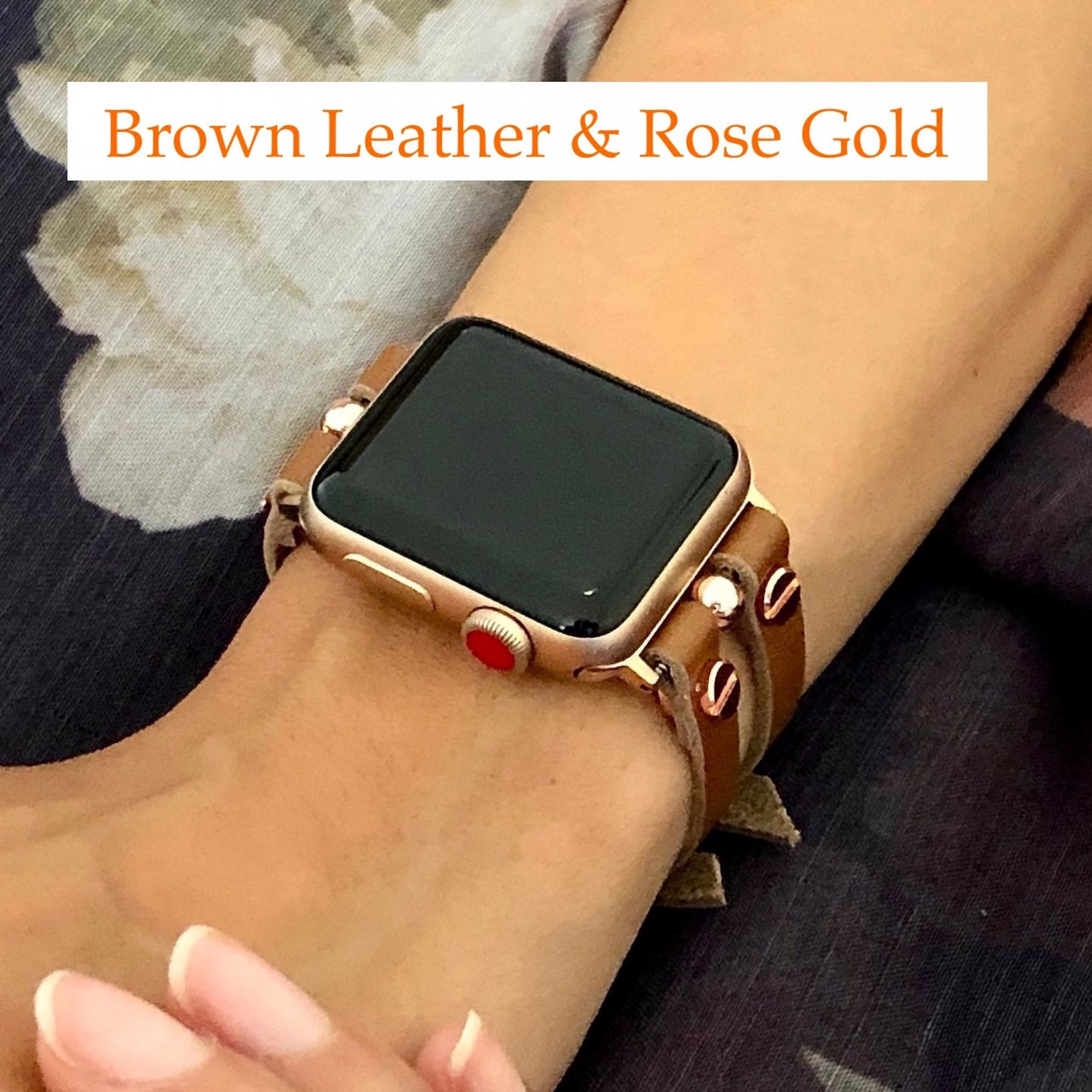 Doppelt geschnallt Leder Apple Watch Band Frauen Style Rose Gold