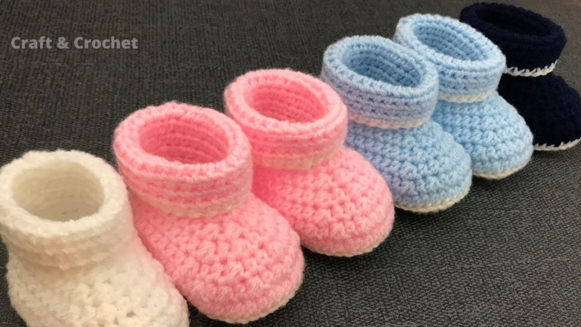 Easy crochet baby booties/crochet baby shoes/craft & crochet boots