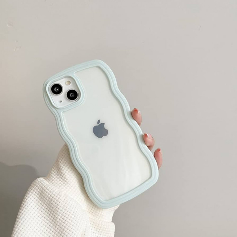 Fashion Cute Transparent Curly Wave Case für iPhone    Pro Max   X  XR XS Hybrid Shockproof Bumper Cover Capa Aesthetic, grün, für iPhone