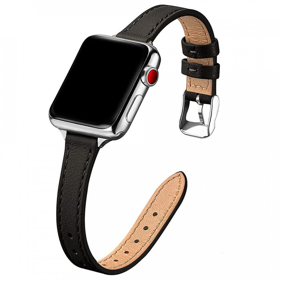 For Apple Watch  Se mm mm mm mm Band Slim Leather Strap