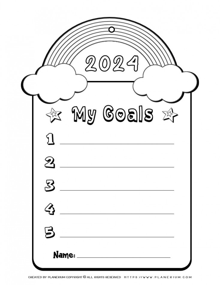 Free Printable New Year  Goals Template for Kids: Prepare for