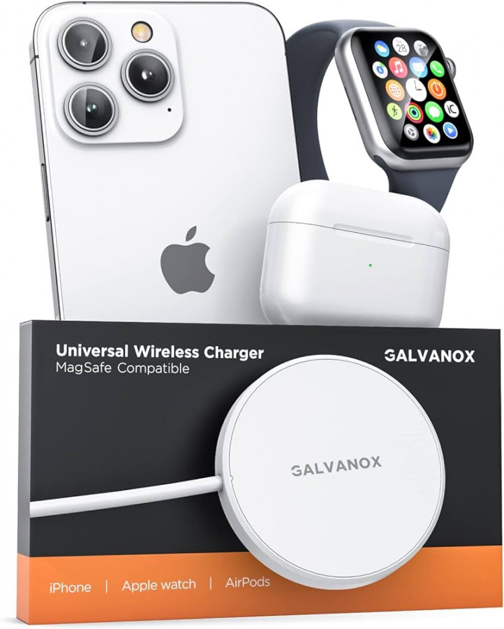 Galvanox -in--Ladegerät für iPhone und Apple Watch Combo – magnetisches,  doppelseitiges Laden, kompatibel mit MagSafe (USB C)