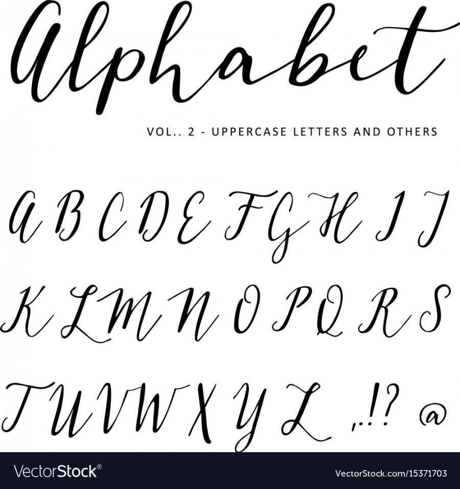 Hand drawn alphabet script font isolated Vector Image