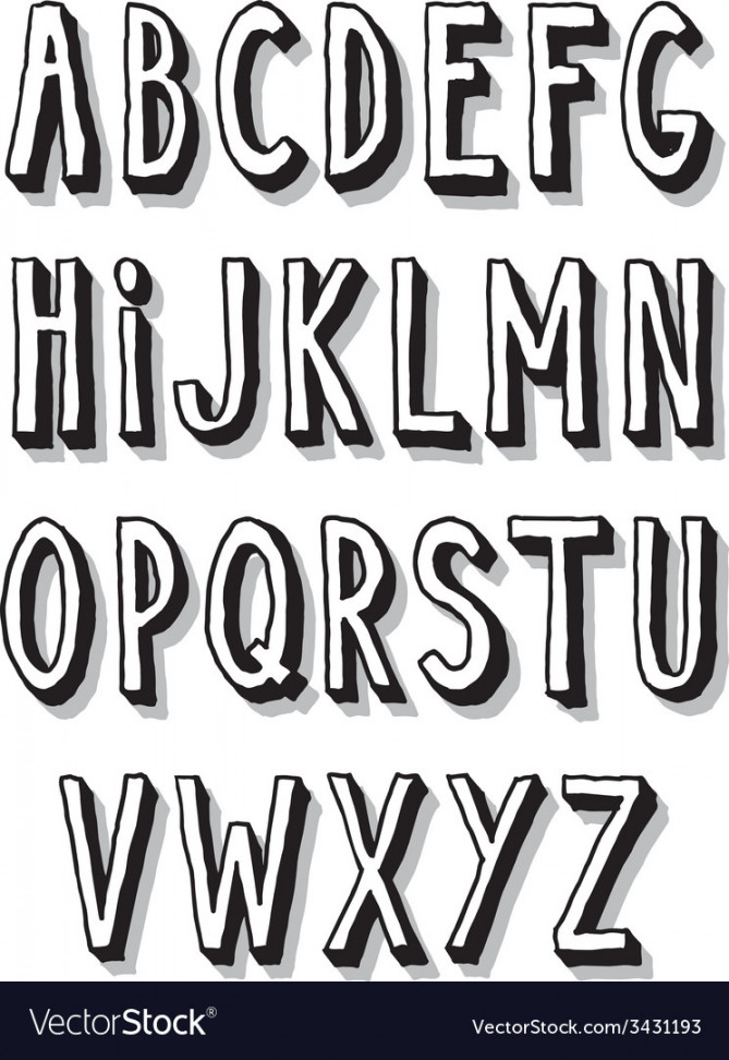 Hand written font type alphabet capital letters Vector Image