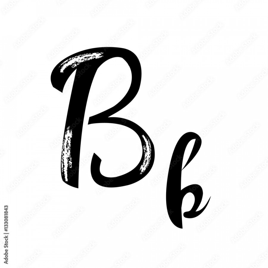 Handwritten Script font. Letter B alphabet calligraphy