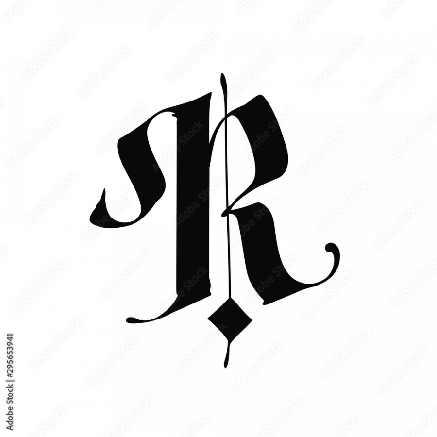 Letter R, in the Gothic style. Vector. Alphabet