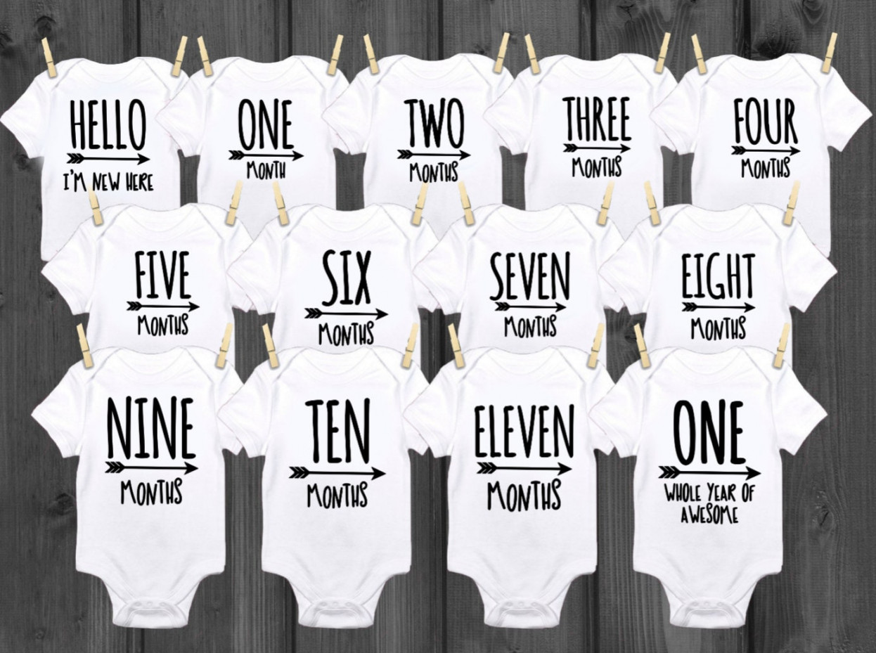 Milestone ONESIES®, Monthly Picture Onesies, Baby Shower Gift, Month  Pictures, Monthly Onesies, Milestone Pictures