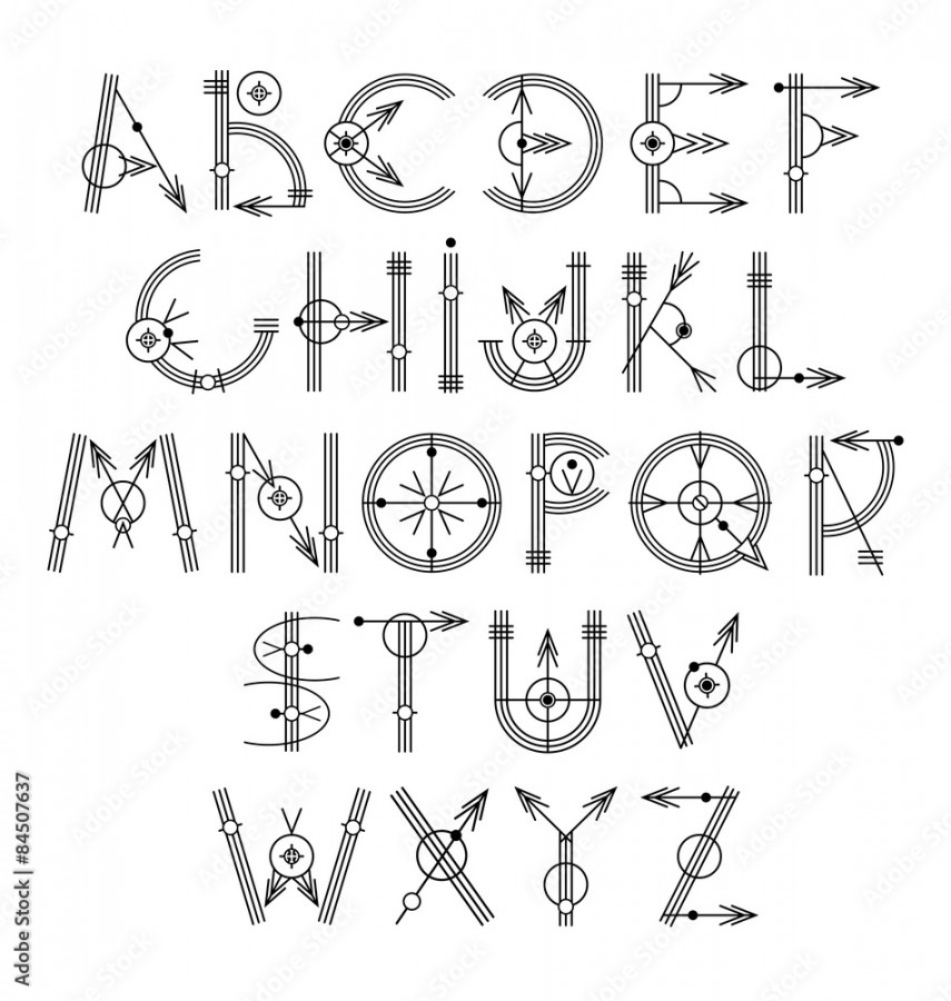 original unique creative hipster black alphabet font collection