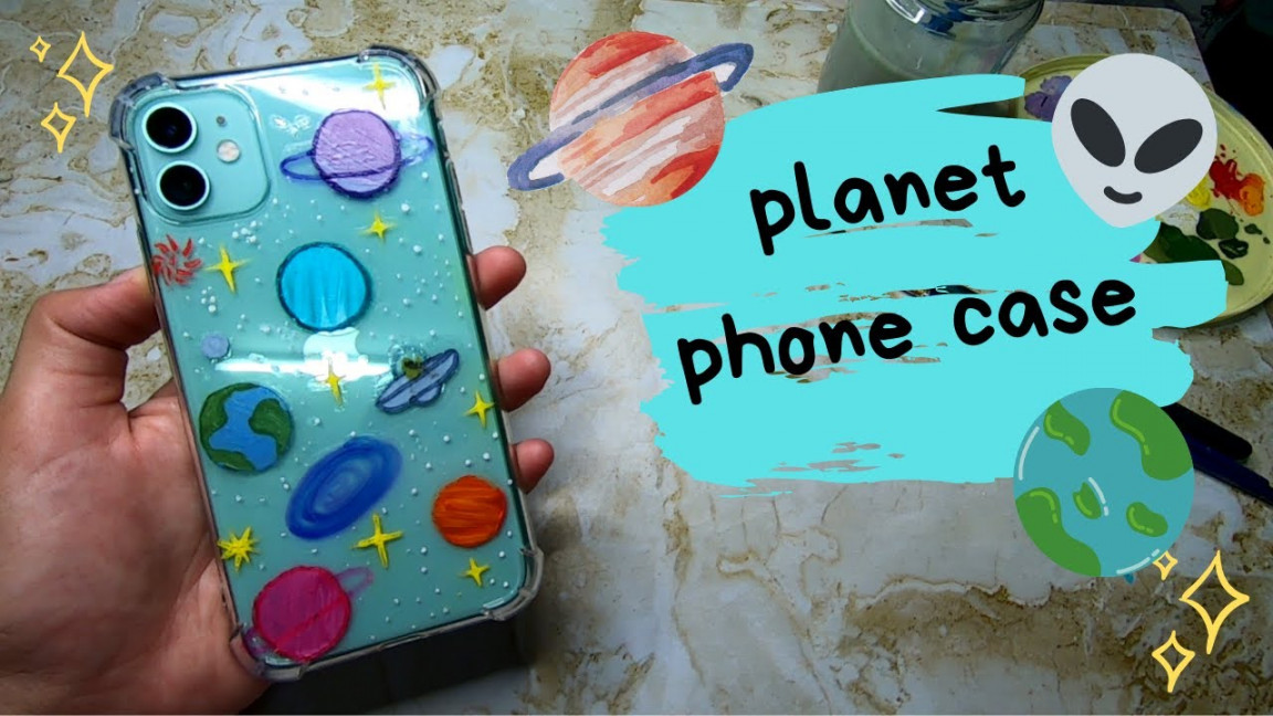 Painting my iPhone case - Planets  Galaxy (Clear case) Acrylic paint  DIY