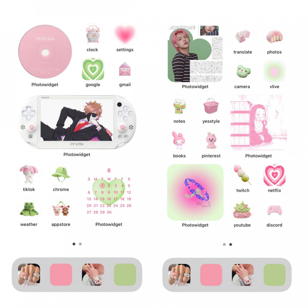 pink and green ios homescreen ♡  Ios app iphone, Iphone