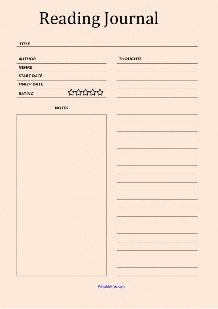 Printable Blank Reading Log Template PDF  Reading Tracker