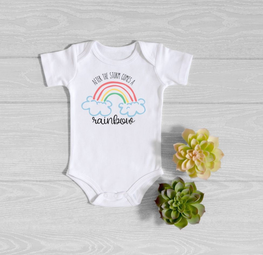 Rainbow Baby Onesie® - After The Storm Comes a Rainbow - IVF Baby  Announcement Bodysuit - Miracle Baby Girl Onesie® - IVF baby Onesie®