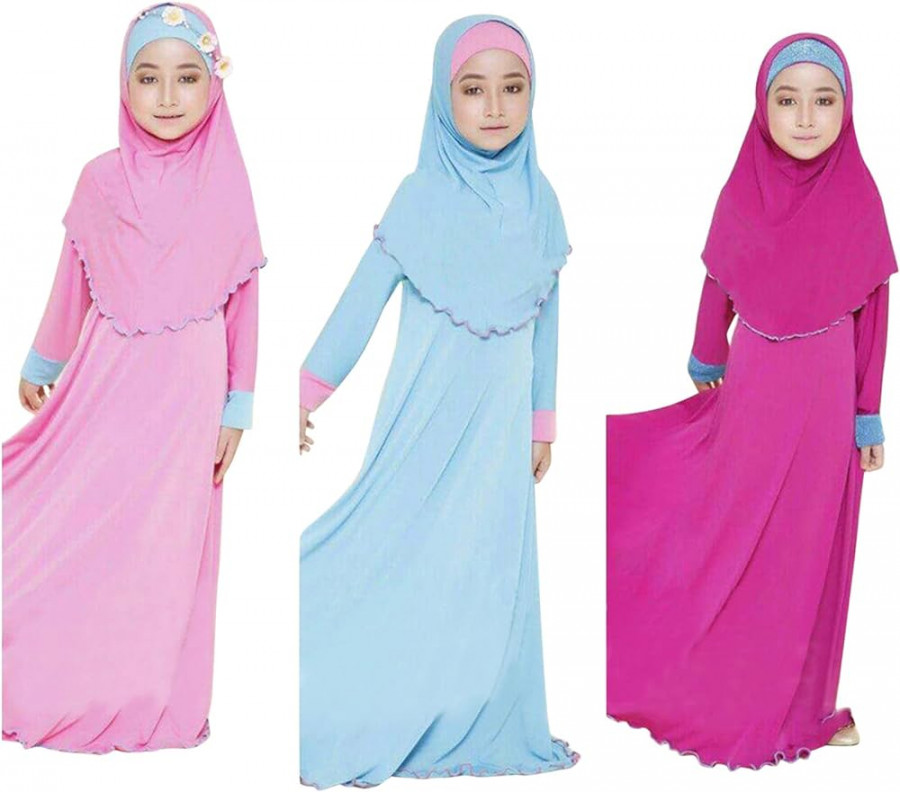 Ramadan Abaya für muslimische islamische Babymädchen mit Hijab in voller  Länge Robe Burka Maxi Kleinkind Baby Mädchen Kleider Body Neugeborene