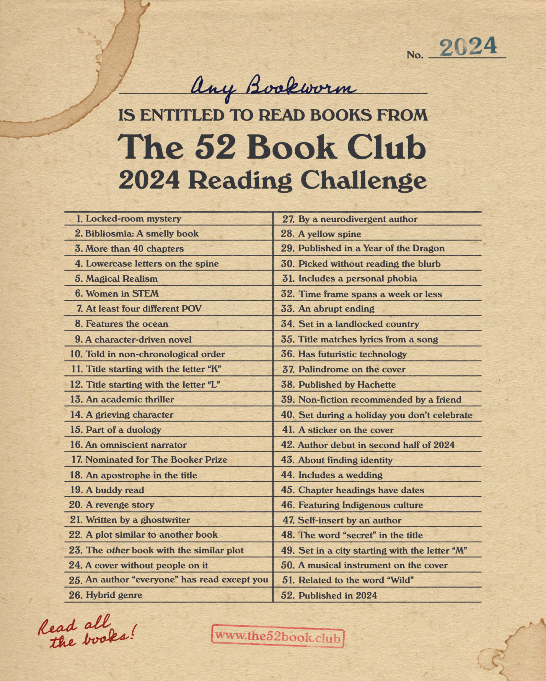 Reading Challenge – The  Book Club