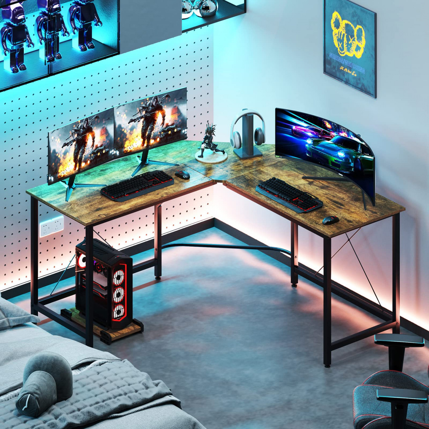 soges Corner Desk, Computer Desk, Gaming Table with L-Shape Angle