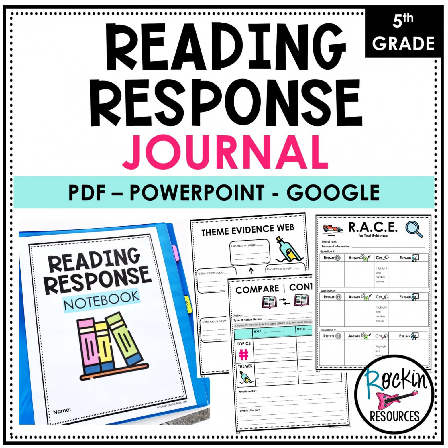 TH GRADE READING RESPONSE JOURNAL - READING RESPONSE WORKSHEETS