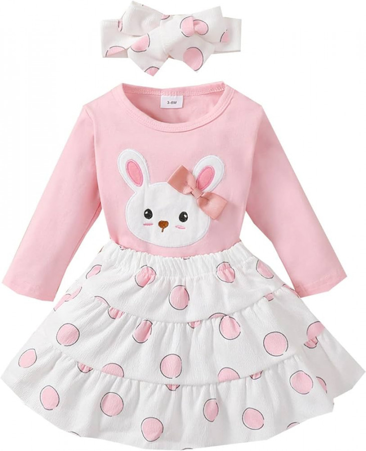 Toddler Easter Cute Baby Clothes Rabbit Tops Skirt Headband pcs Outfits  Baby Long Sleeve Baby Girl Clothing Sets My st Easter Baby Girl Outfit