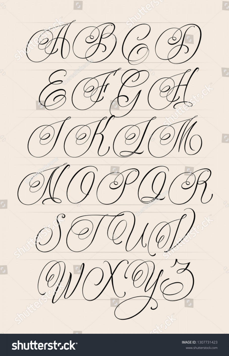 Updated Handwritten Chicano Script Font Hand: Stock-Vektorgrafik