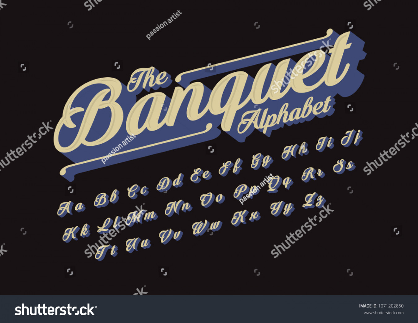 Vector Vintage Cursive Font Alphabet Stock Vector (Royalty Free