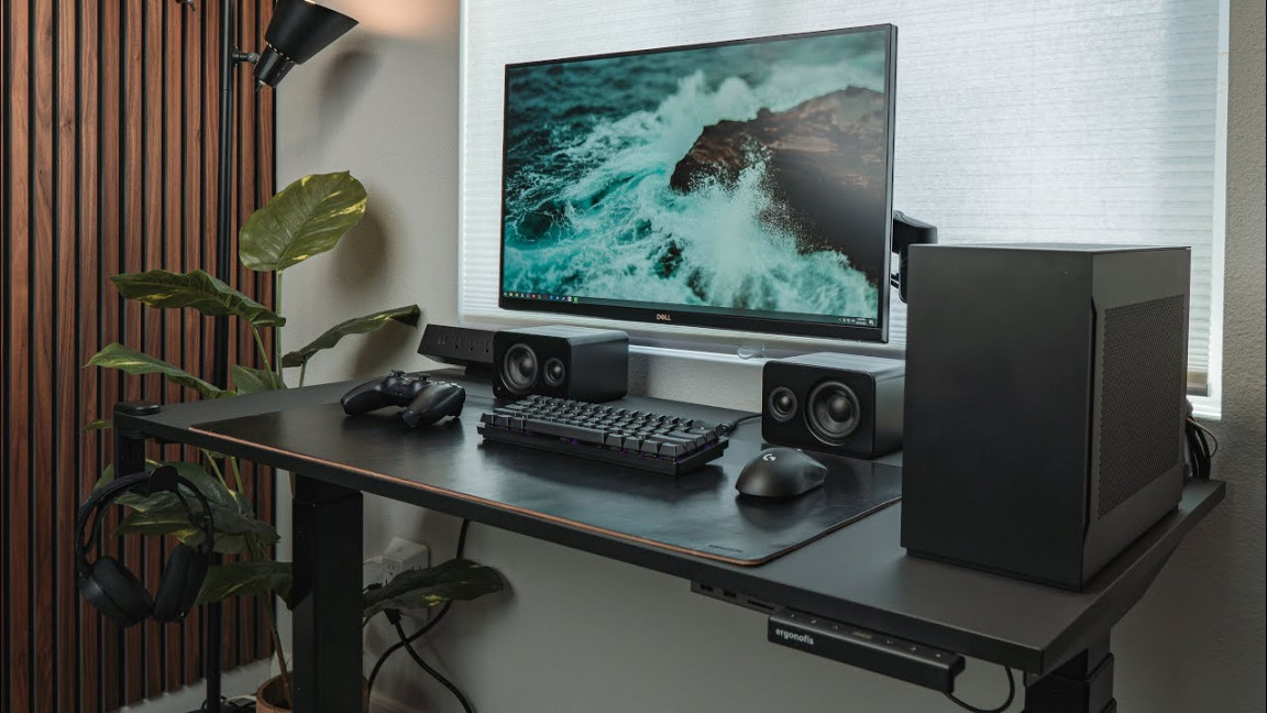 All Black Gaming Desk Setup