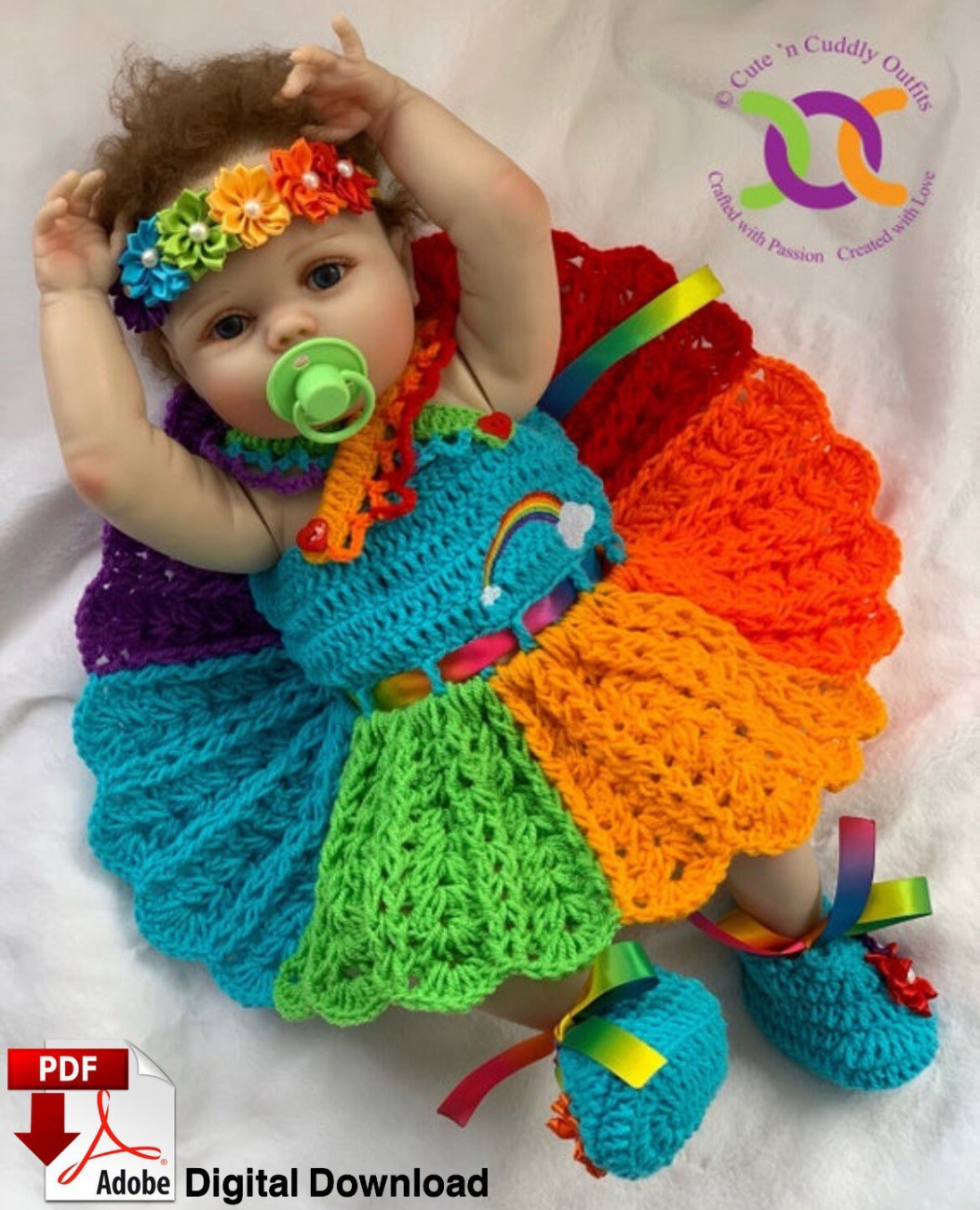 Baby Crochet Patterns, Rainbow Baby Dress Pattern, Crochet Baby