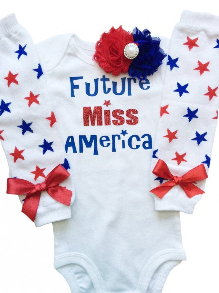 Baby Girl Outfit Future Miss America th of july baby Patriotic