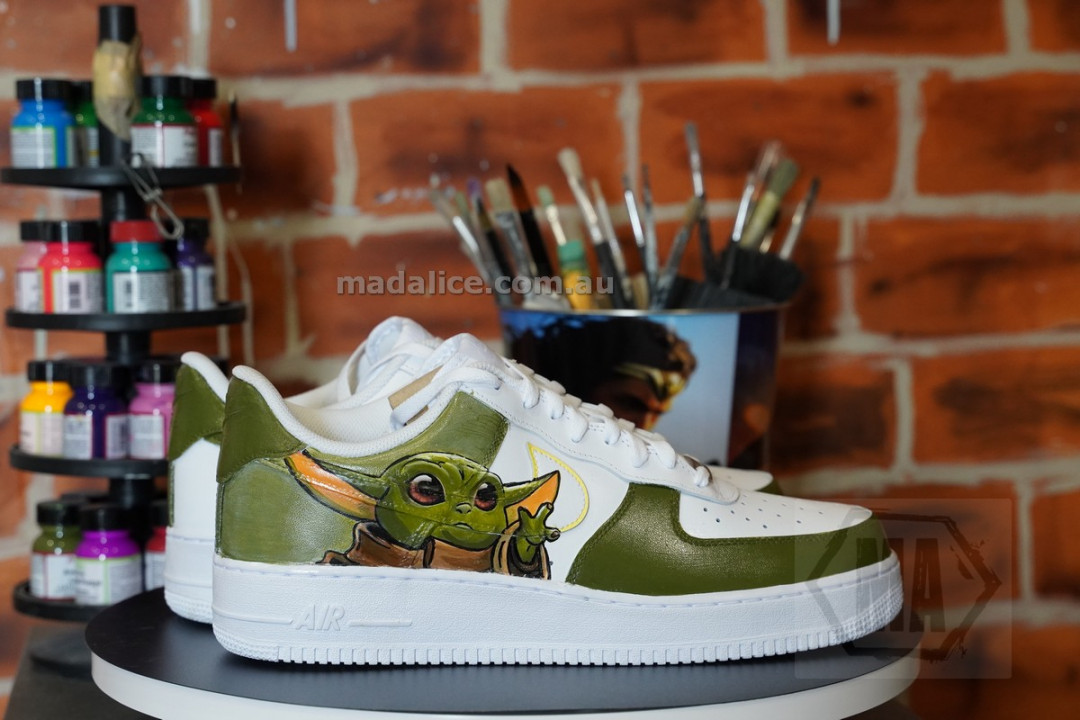 Baby Yoda custom shoes - MAD ALICE CUSTOM KICKS