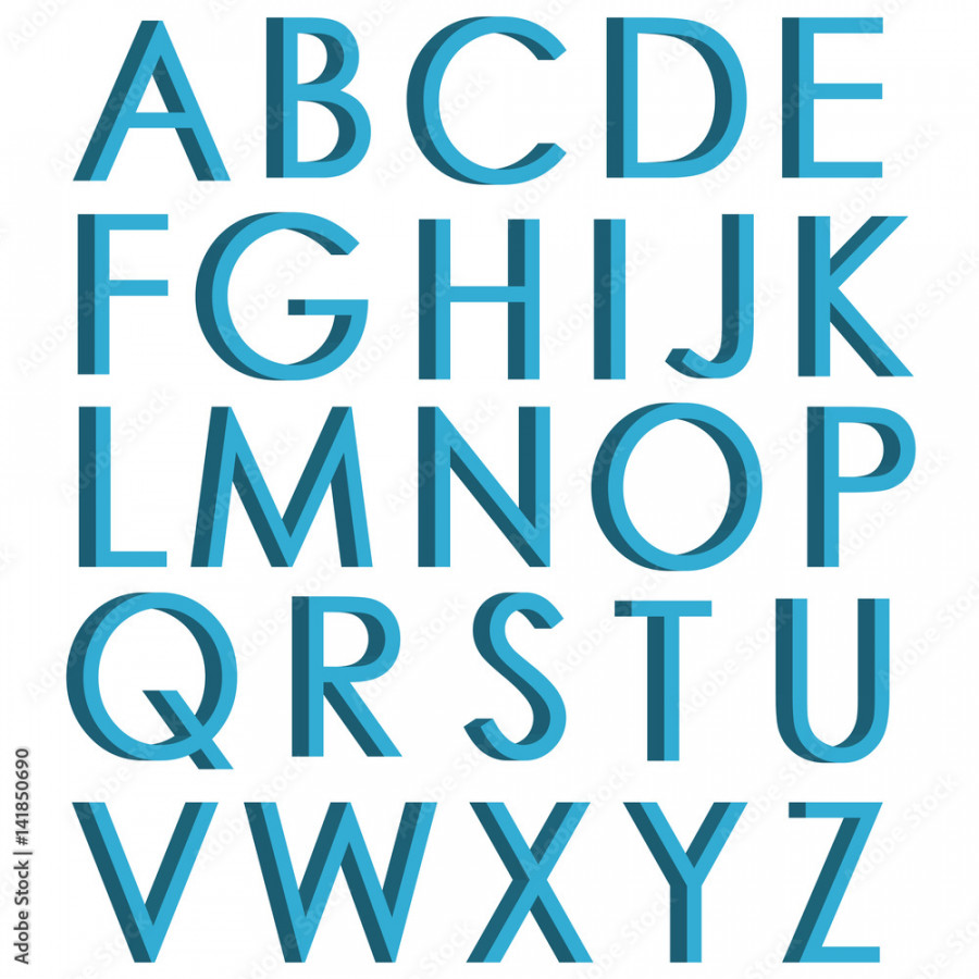 Blue d letters english alphabet