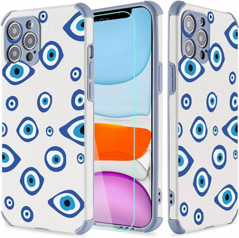 Blue Eyes Evil Eyes Occult Eyes Premium PU Leather Shock Absorbing Soft  Bumper Case for iPhone  Mini with Screen Protector for iPhone  Mini